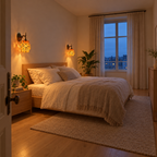 Applique murale Tiffany Pétales Ambre dans une chambre entière