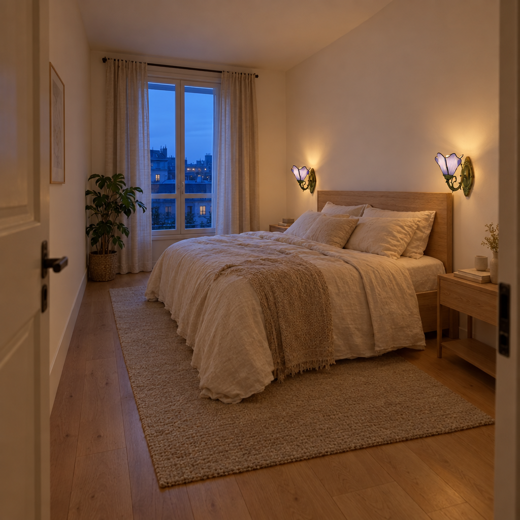 Applique murale Tiffany Fleur Lavande dans une chambre entière