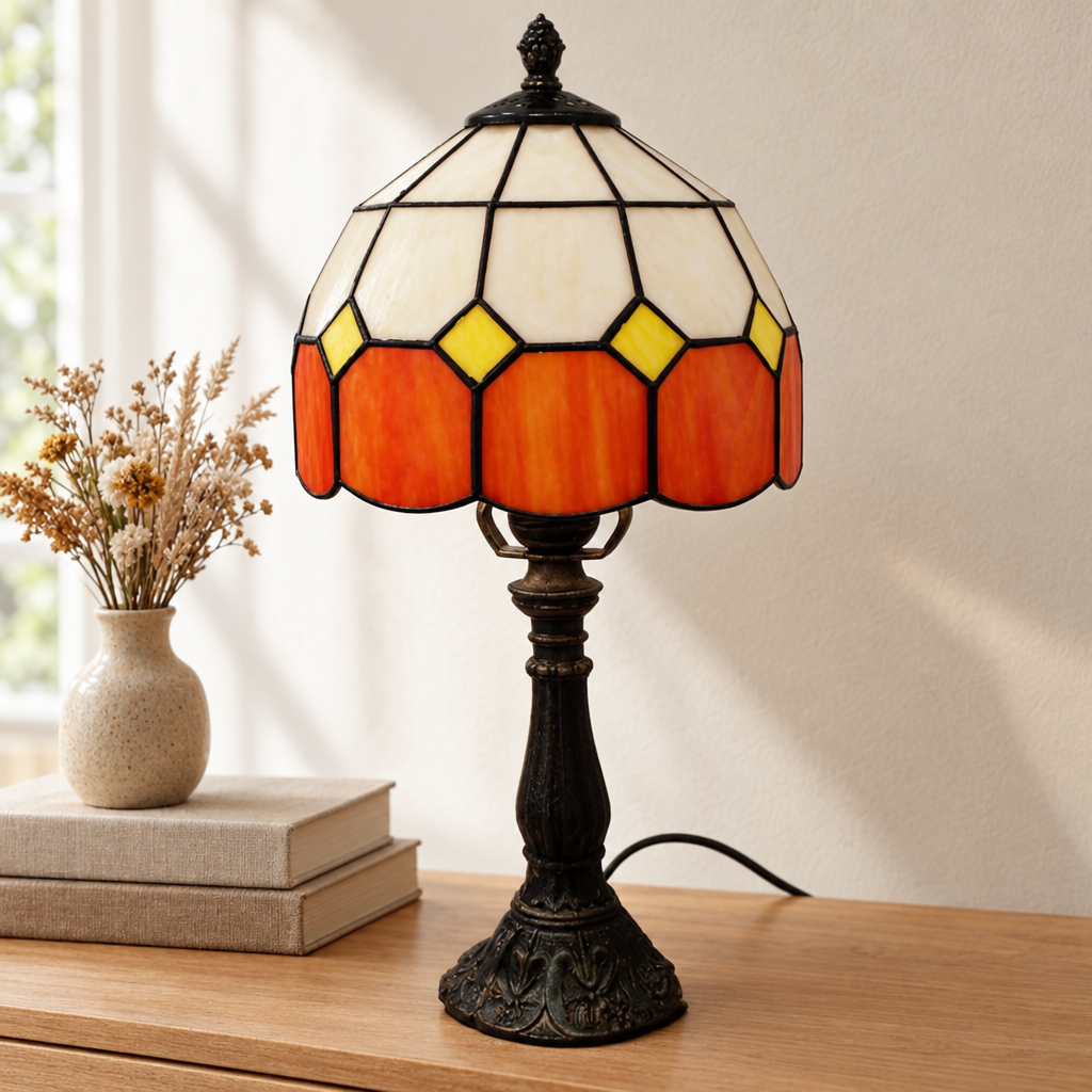 Lampe de chevet Tiffany Ambre éteinte en lumière du jour