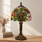 Lampe de chevet Tiffany Florale Verte éteinte en lumière du jour