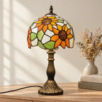 Lampe de chevet Tiffany Tournesol éteinte en lumière du jour